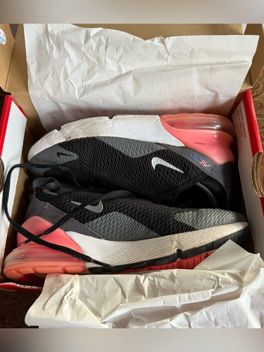 Nike Air Max 270 (PS) Black/Metallic Silver AO2372 020 Youth Size 1.5